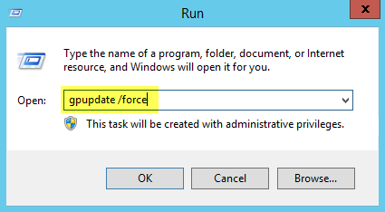 Running gpupdate /force in Windows