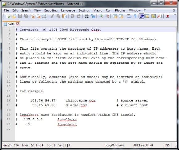 cannot modify hosts file in windows 7