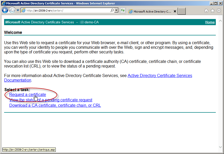 Certificate Authority for Web Enrollment