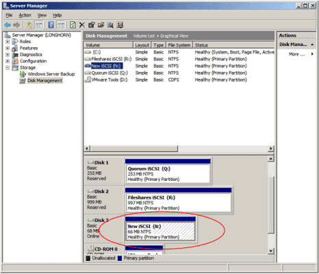 Microsoft iSCSI Initiator: disk management utility