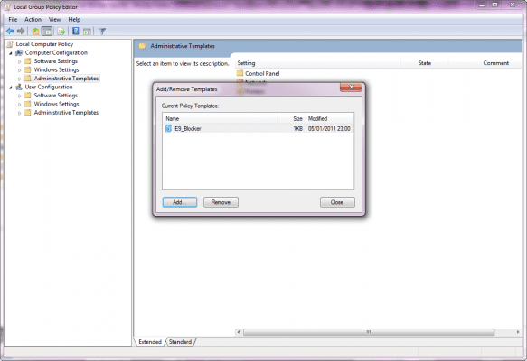 Group Policy Editor: Blocker Toolkit for Internet Explorer 9