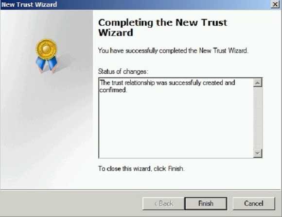 Completing the new trust wizard.