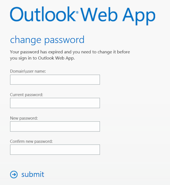 Outlook Web App Change Password