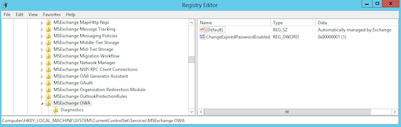 Editing the ChangeExpiredPasswordEnabled registry key