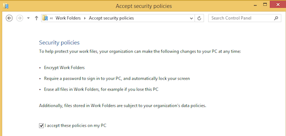manage work folders in Windows Server 2012 policy