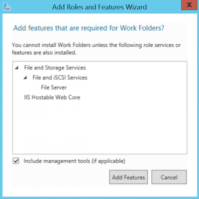 Configure work folders in Windows Server 2012 select server role