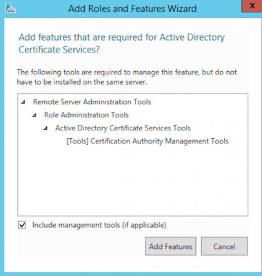 Install Active Directory Certificate Authority add roles