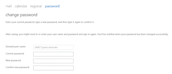 Outlook Web Access change password