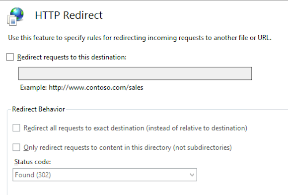 Setting HTTP Redirect in the IIS Admin Console