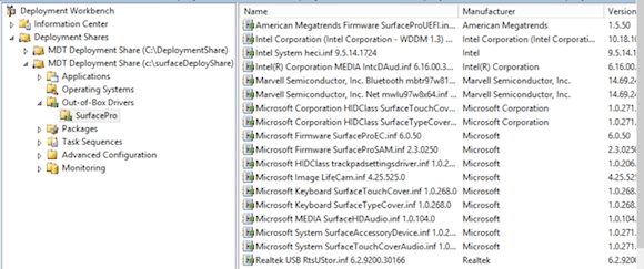Import Surface Pro device drivers deployment share