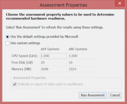 MAP to determine Windows 7 / 8 customize assessment properties