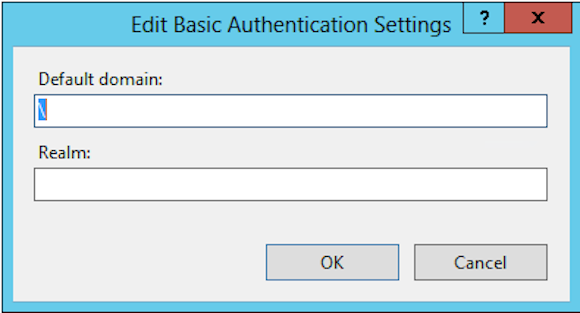 Editing Basic Authentication settings in the IIS Admin Console