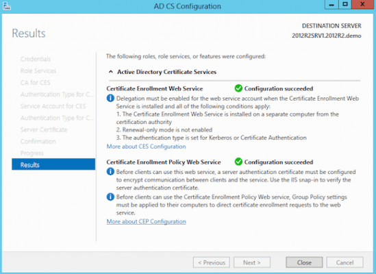 AD CS configuration