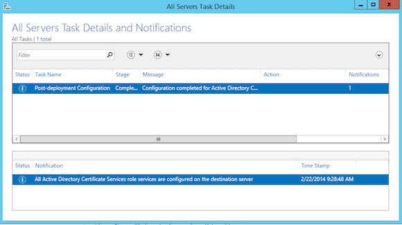 AD CS configuration complete