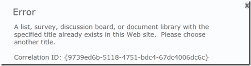 SharePoint Error Message