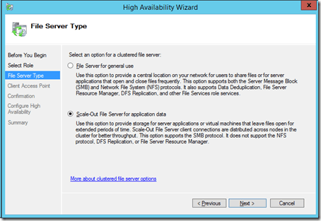 Create Scale-Out File Server: HA Wizard