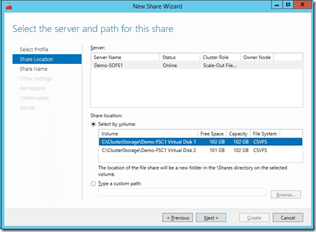 Create Scale-Out File Server: file shares