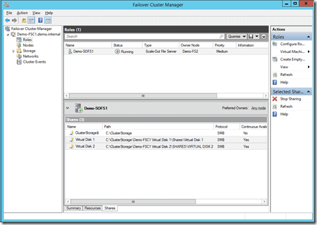 Create Scale-Out File Server: failover cluster manager