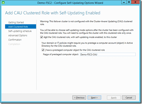 Configuring Cluster-Aware Updating