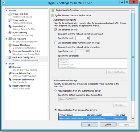 Hyper-V Replica: inbound replication