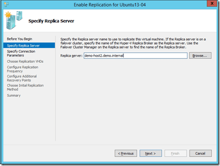 Hyper-V Replica Configuration: enable