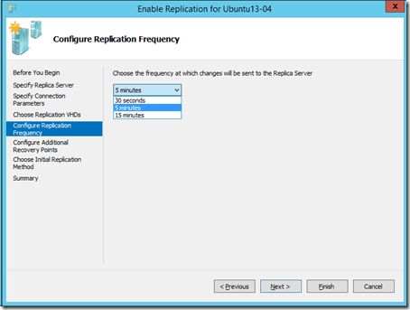 Hyper-V Replica Configuration: frequency