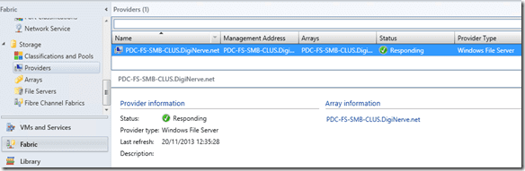 SCVMM 2012: Create a Clustered File Server storage