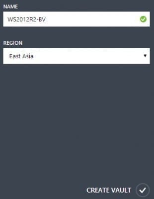 Configuring Windows Azure Online Backup create vault
