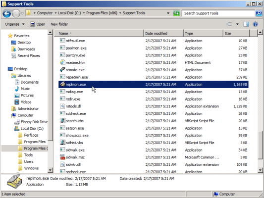 Setting up Replmon to work on Windows Server 2008