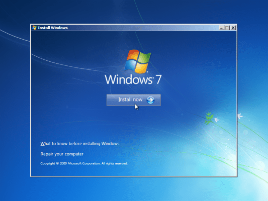 Write down the procedure in installing the operating system (windows 7)