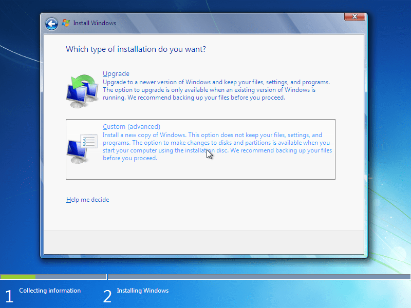 Install Windows 7 on a Partition