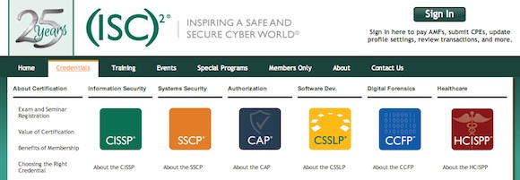 ISC2 IT security certifications