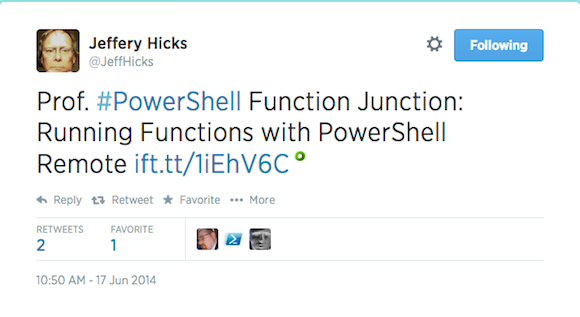 Jeffery Hicks, Microsoft PowerShell MVP - Twitter acct.