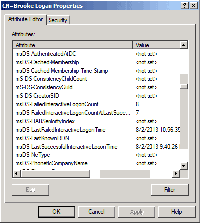 last interactive logon: properties