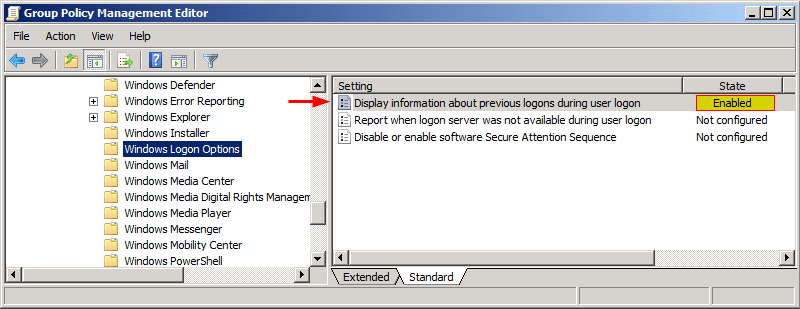 last interactive logon: create new GPO