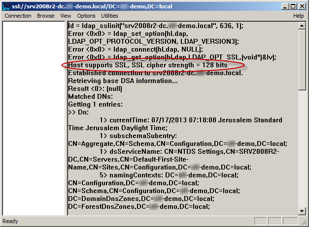 Test LDAP over TLS Connection: Host supports SSL