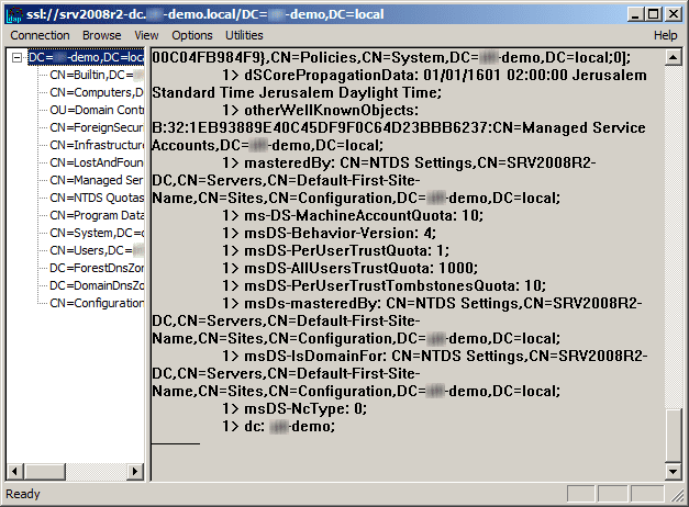 Test LDAP over TLS Connection: AD tree