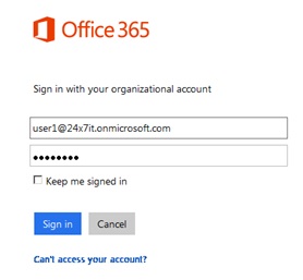 Office 365 Sign-in Screen