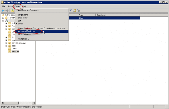 Select "Advanced Features" to view Access Control Entry the protected object