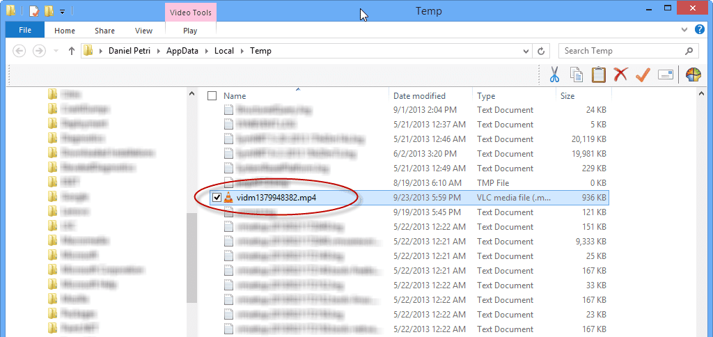 Save Skype Video Messages: temp folder