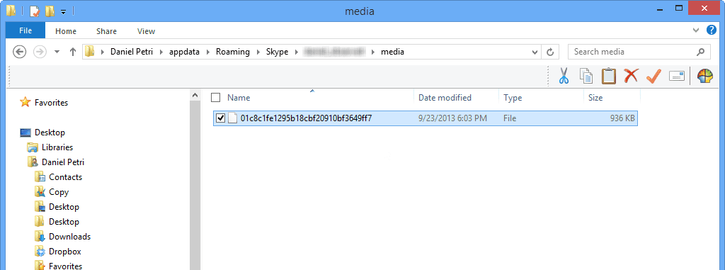 Save Skype Video Messages: media folder