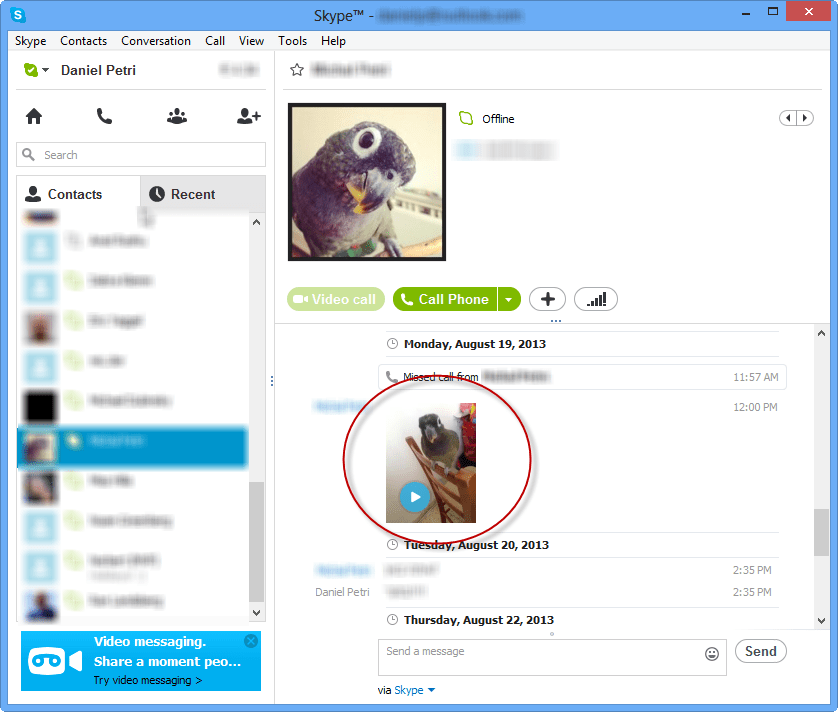 Save Skype Video Messages