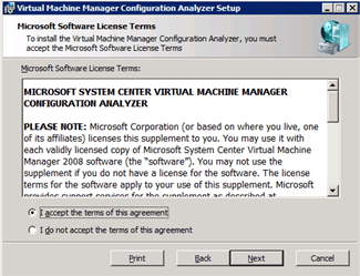 Virtual Machine Manager Configuration Analyzer EULA