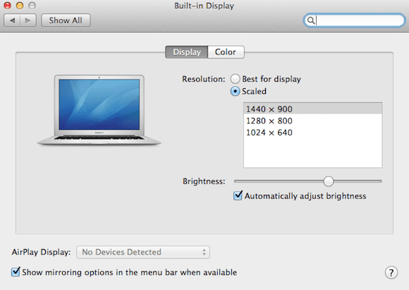 Change Mac OS X screen resolution