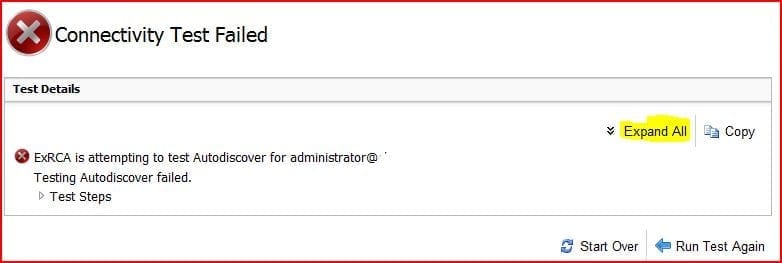 AutoDiscover Connectivity Test