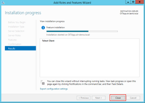 Finishing installation process for Telnet Client in Windows Server 2012 and Windows 8