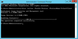 Install Telnet client from Windows command prompt