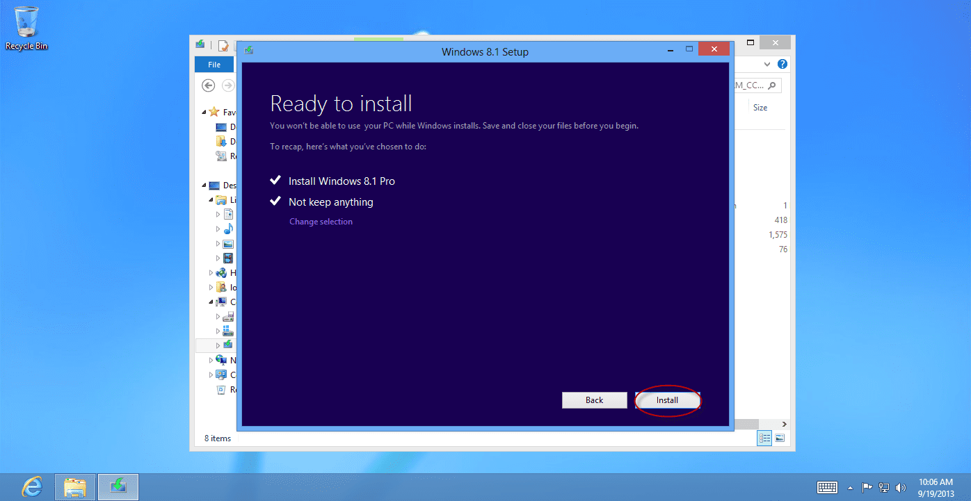 Upgrading to Windows 8.1 install