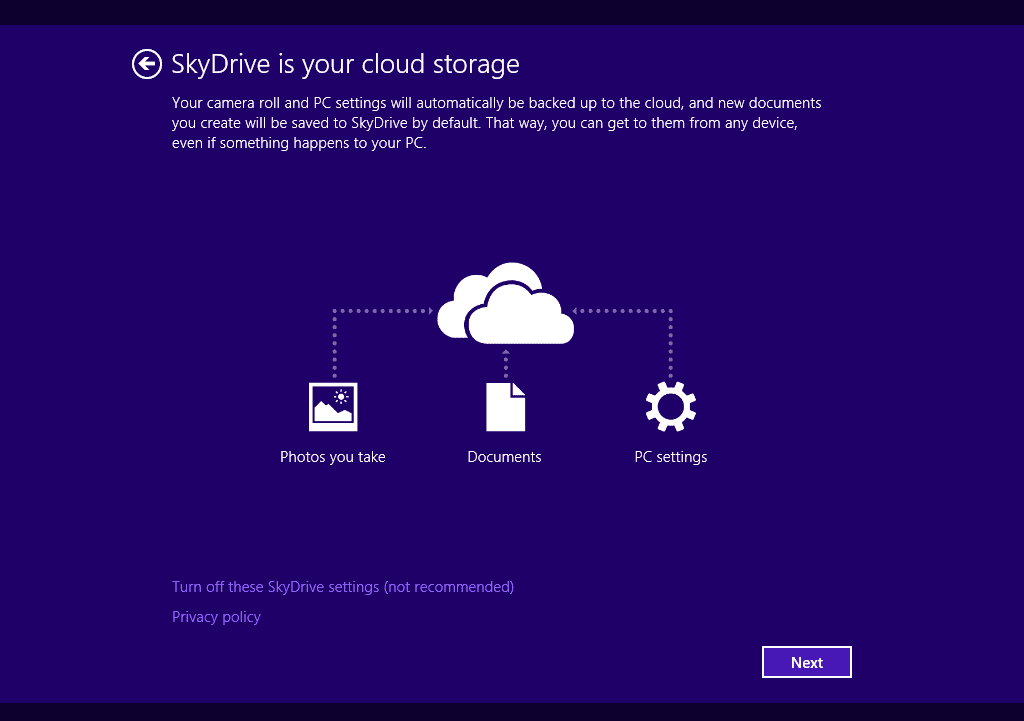 Upgrade to Windows 8.1 skydrive