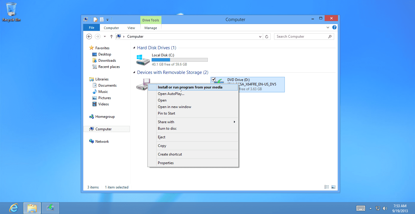 Upgrade to Windows 8.1 installation